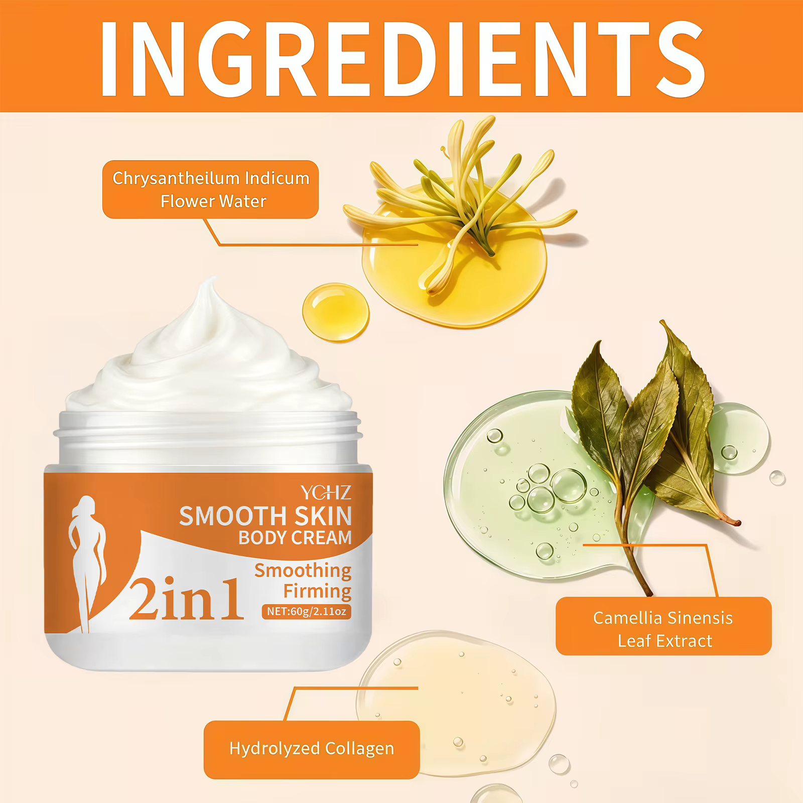 Crème thermique hydratante pour le corps 2-en-1 - Raffermissante et liftante - Beurre de karité et extraits de plantes
