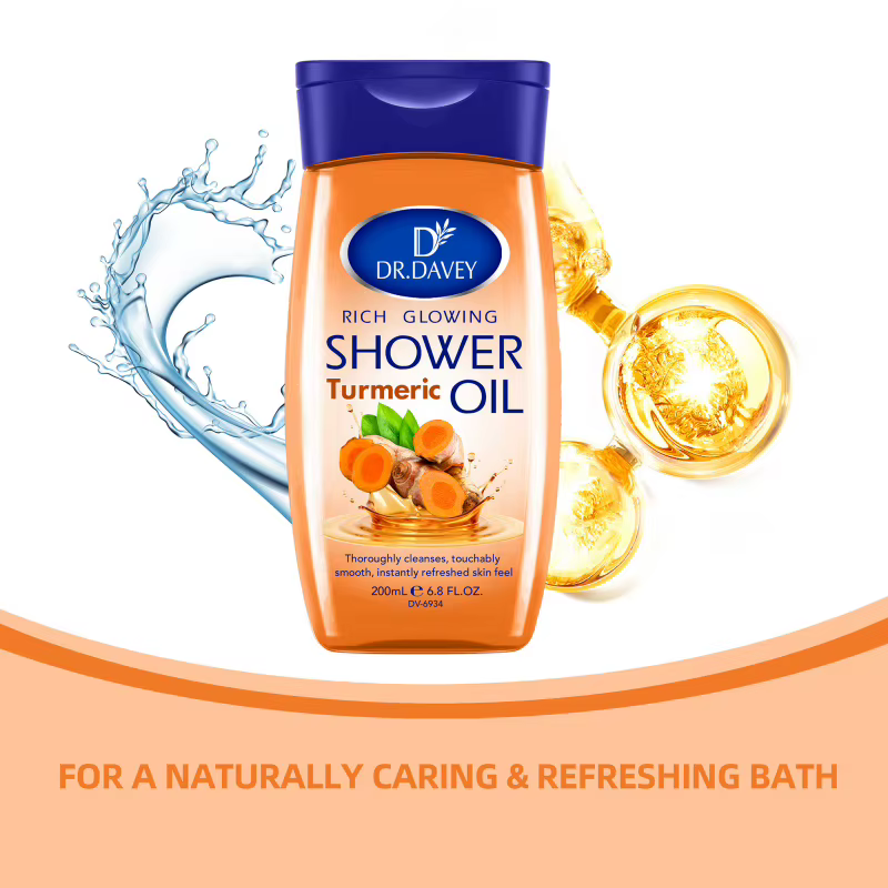 Huile de douche riche au curcuma DR.DAVEY 200 ml pour hommes et femmes