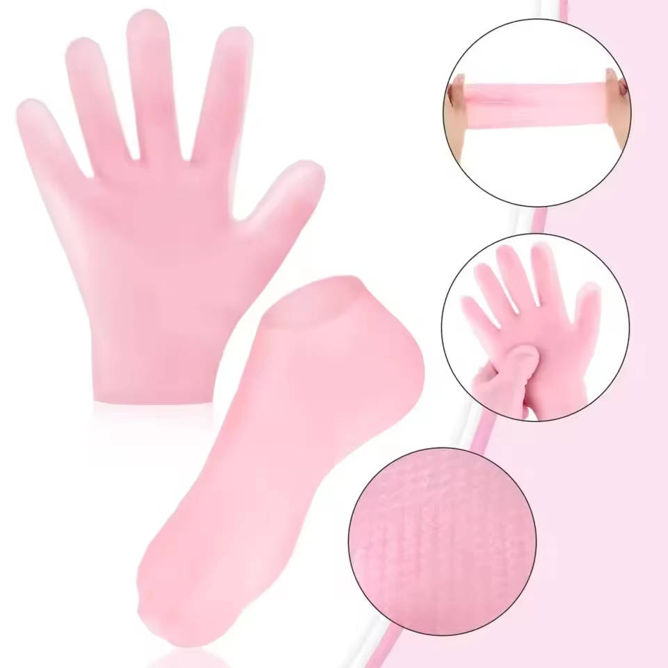 1 Paire de Gants et Chaussettes Hydratants en Silicone Anti-Fissures