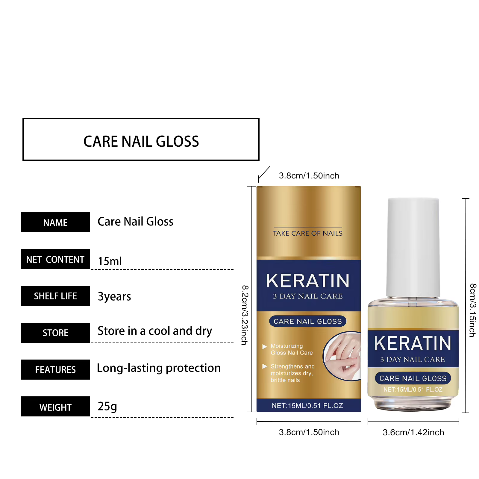 Huile Fortifiante pour Ongles à la Kératine – Réparation Végétale, Prévient la Casse, Nourrit en Profondeur, Traitement de Base, Renforce les Ongles