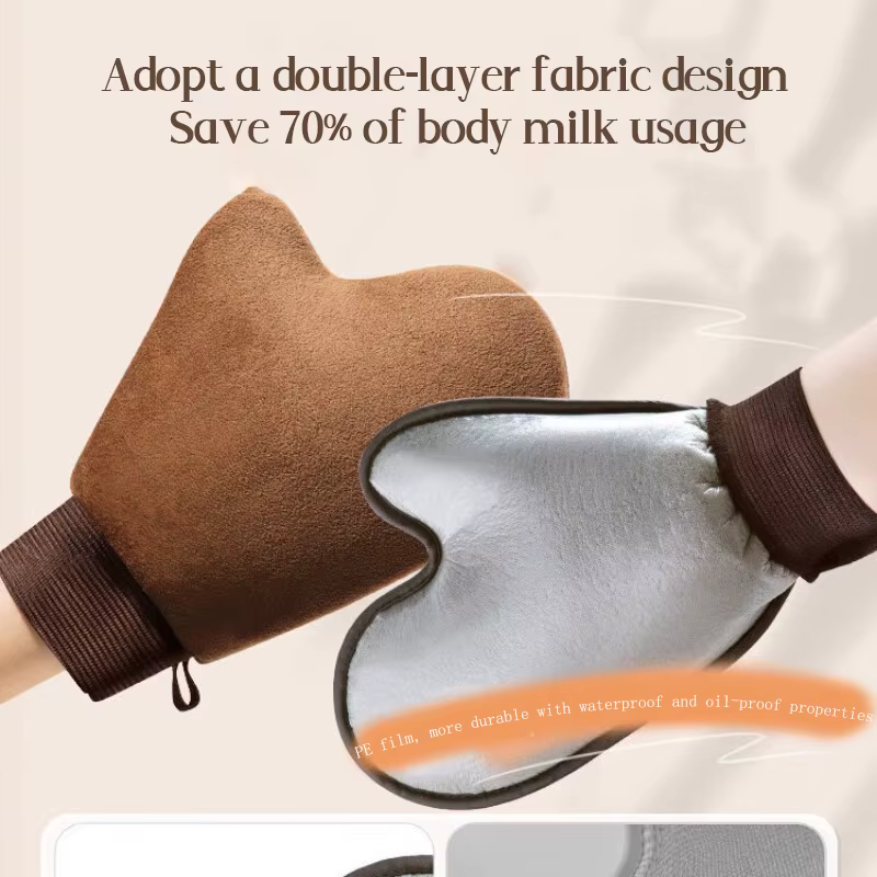 Gant auto-bronzant pour le nettoyage du corps