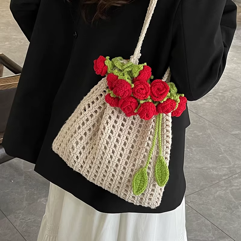 Sacs de créateurs de marque pour femmes 2025 sac à bandoulière tricoté à la main de luxe sacs à main pour dames sacs à main pochette sacs de bouquet de fleurs