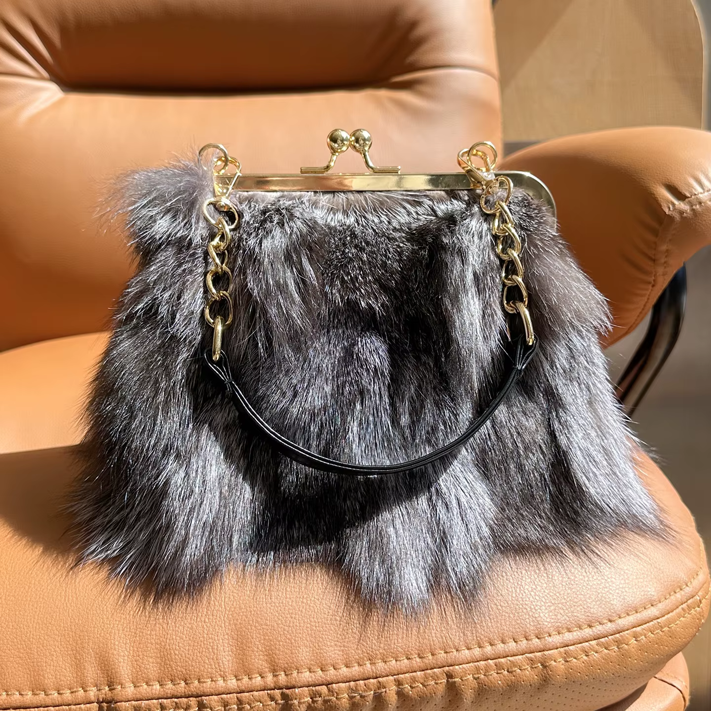 Sacs à main en vraie fourrure pour femmes, sac de luxe en fourrure de renard, sac à main en fourrure, sac de soirée en cuir véritable, sac à bandoulière en fourrure naturelle
