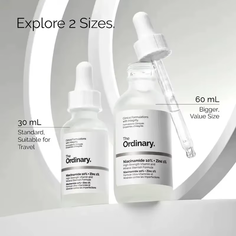 Sérum à la niacinamide 10% + zinc 1% 30 ml Contrôle du sébum Élimine l'acné et éclaircit les peaux grasses Exfoliant doux Essence à pores resserrés