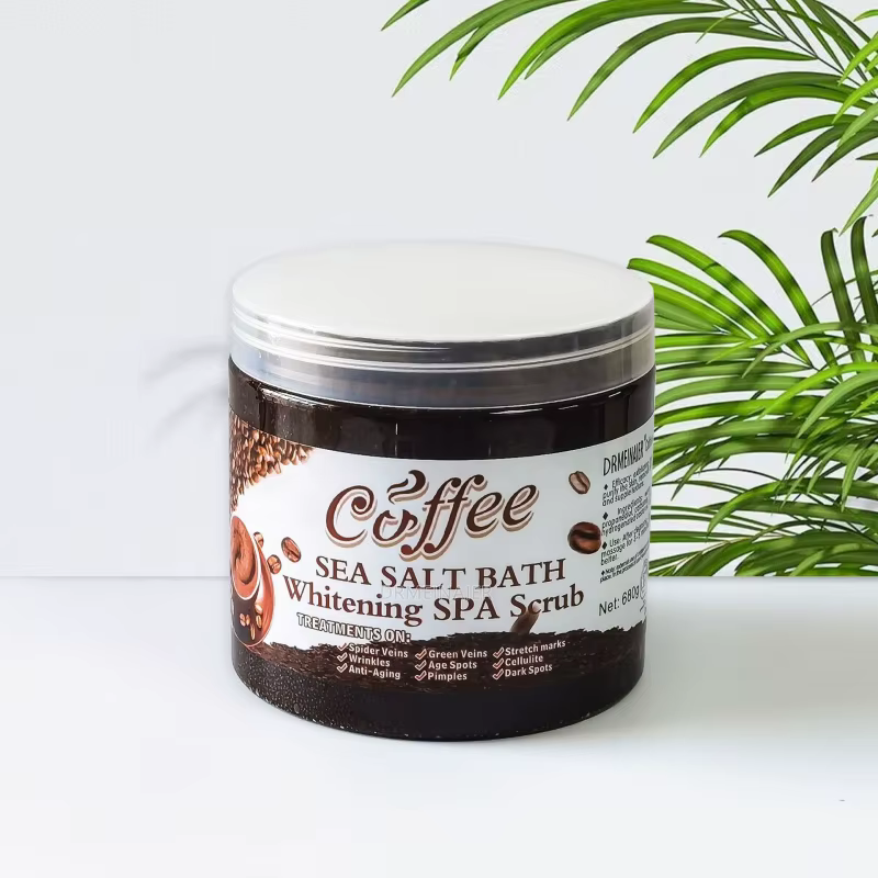 Sel de Bain Exfoliant et Blanchissant au Café 350g/680g – Gommage Corporel Nettoyant en Profondeur pour Peaux Mortes