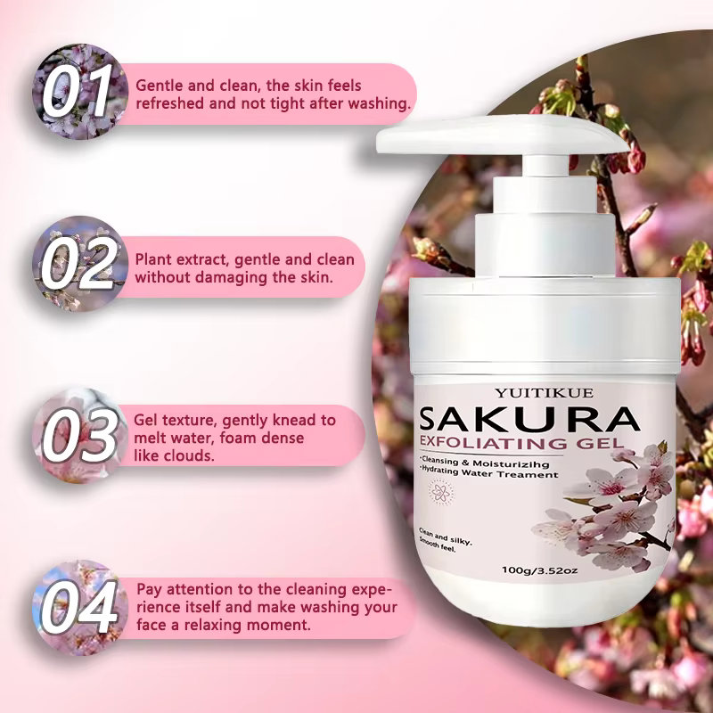 Gel exfoliant Sakura YUITIKUE | Nettoyage et hydratation pour une peau soyeuse et lisse