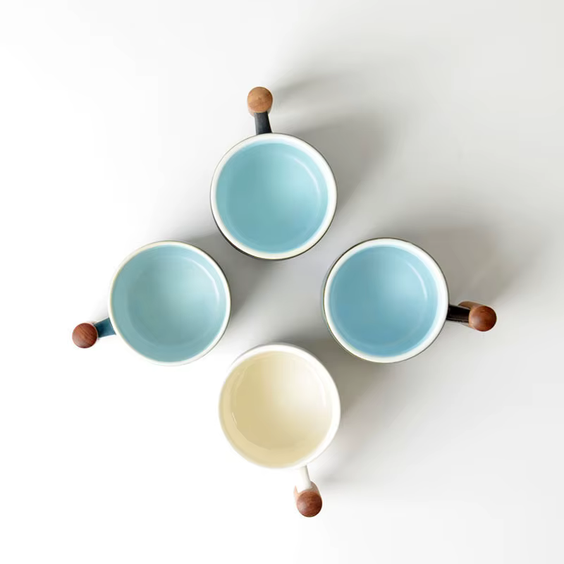 Tasse à café créative faite à la main, exquise, Vintage, avec manche en bois, tasses, verres, cuisine, Bar à manger, maison