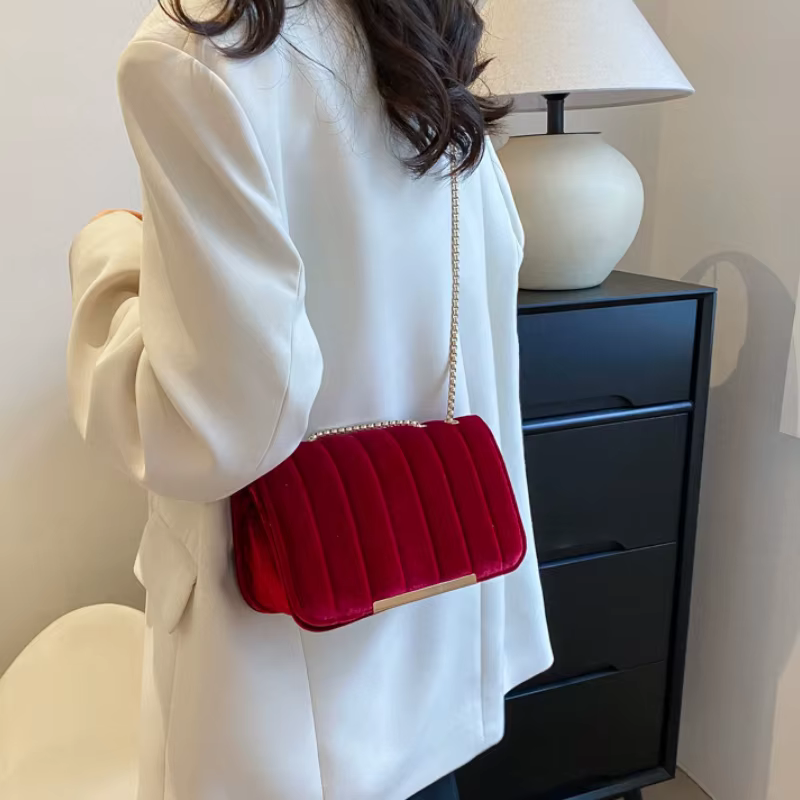 Petit sac carré en velours vintage pour femme, sac à main initié, sac à main de soirée élégant, sacs à bandoulière JOCrossbody, pochette pour femme, mode