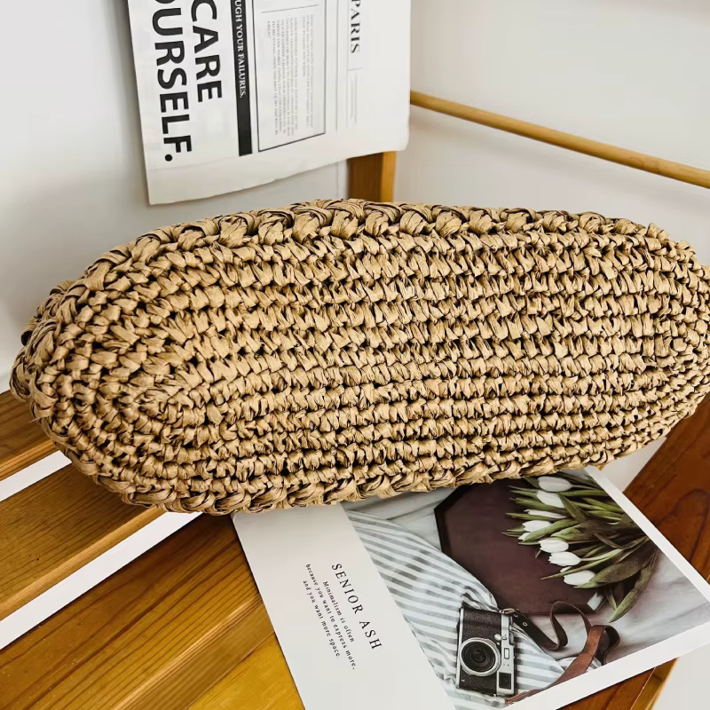 Sac à bandoulière pour femme, sac à main en papier tissé fait main avec fermeture, artisanal, premium, décontracté, plage, quotidien