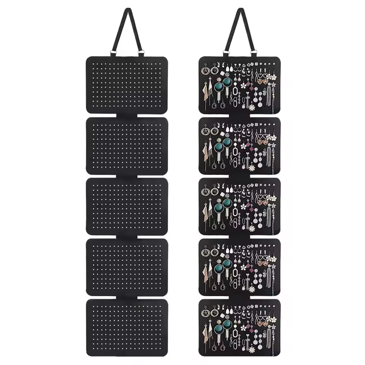 Sac suspendu pour rangement de bijoux à 5 couches, en feutre, pour boucles d'oreilles, broches, présentoir de badges, grande capacité, 1 pièce