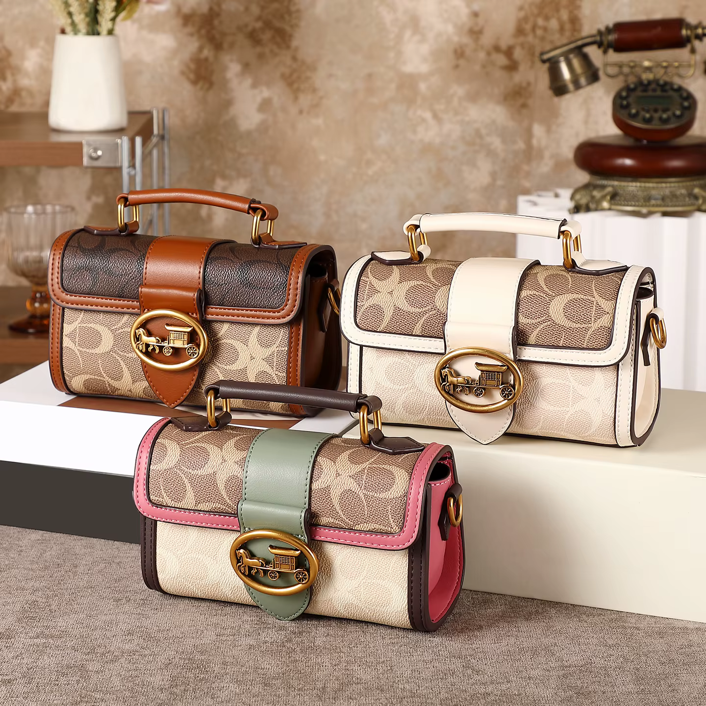 Sac à main pour femme, nouvelle collection 2026, design haut de gamme et de niche, sac porté épaule, couleur contrastante, luxe léger, bandoulière simple