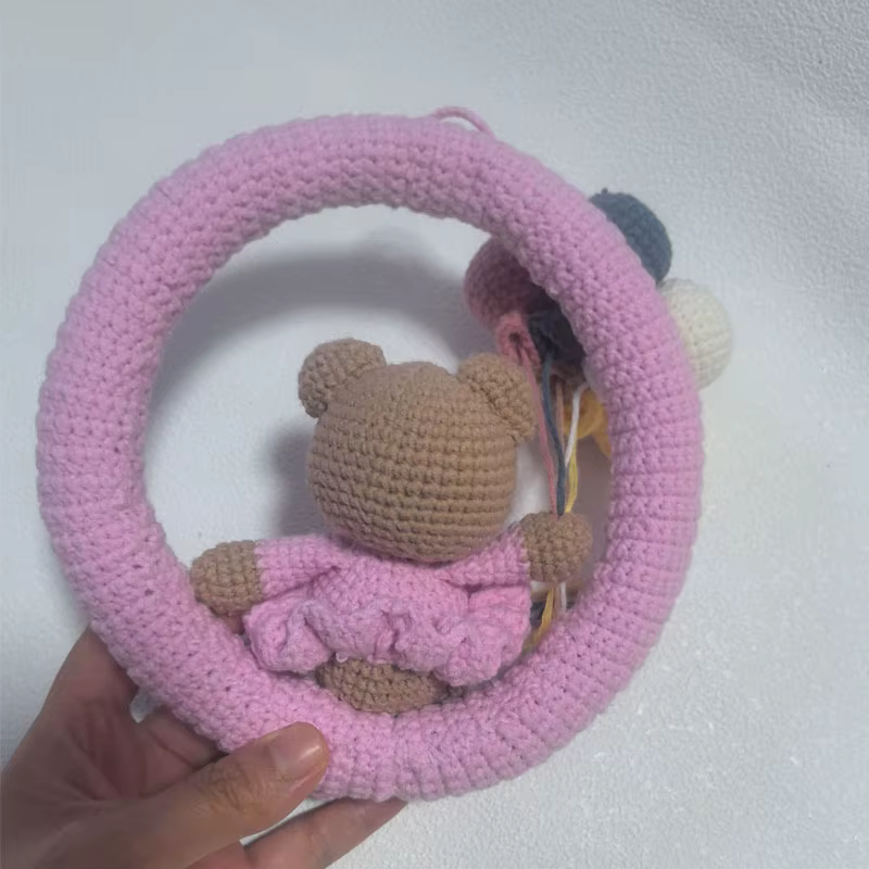 Ours ballon en Crochet fait à la main, décoration de maison en peluche Amigurumi mignonne, cadeau pour enfants, décoration de maison de fête d'anniversaire