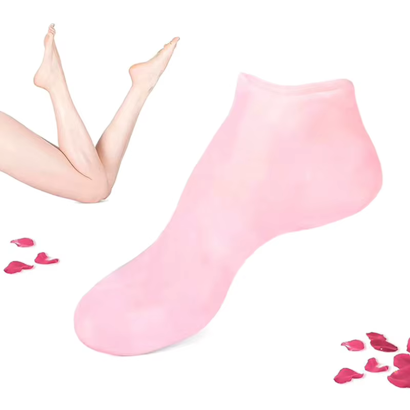 1 paire de chaussettes en gel de silicone hydratantes anti-fissures pour les pieds
