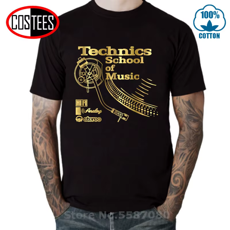 Hypothécaire ooine-T-shirt rétro pour homme, vêtement long play, école de musique technique, vintage, DJ, tendance, 2020