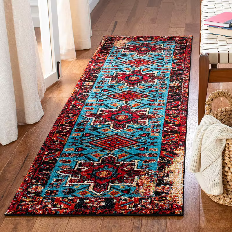 Tapis de course bohème, Collection Vintage, Design persan, imprimé géométrique, Long, pour salon, chambre à coucher, couloir, antidérapant