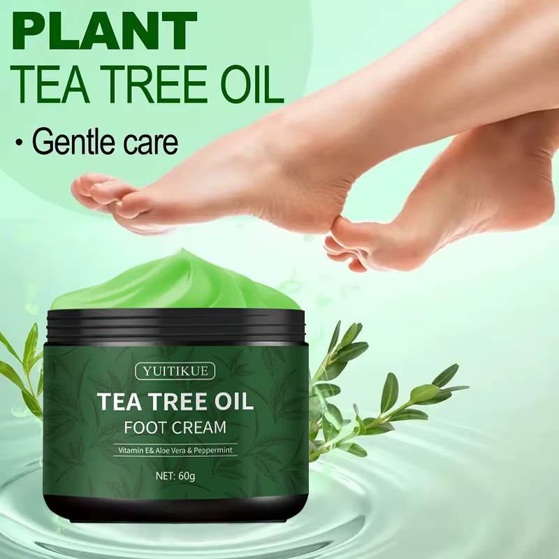 YUITIKUE Crème pour les pieds à l'huile d'arbre à thé - Vitamine E Aloe Vera