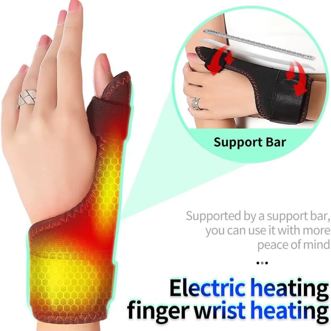 Support de massage chauffant pour poignet et doigts