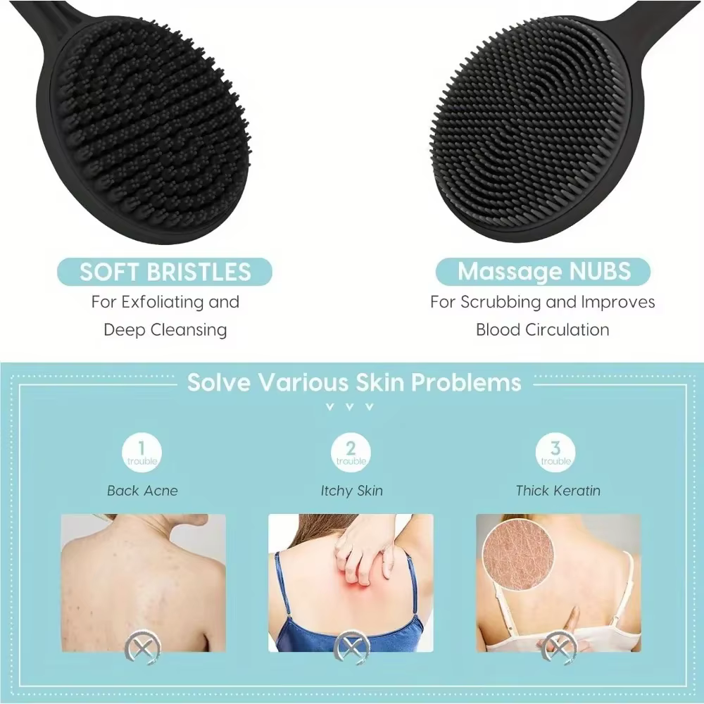 Brosse exfoliante douce pour le dos en silicone