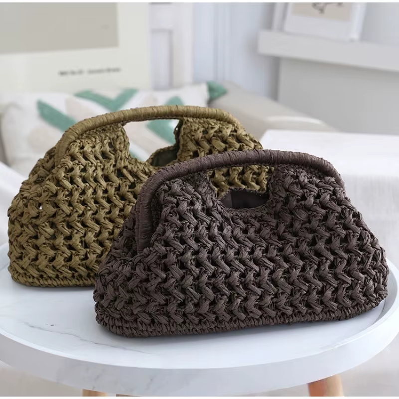 Sac à main tendance pour femme, style bohème, grande capacité, sac de voyage tissé, sac bandoulière élégant en raphia fait main, populaire