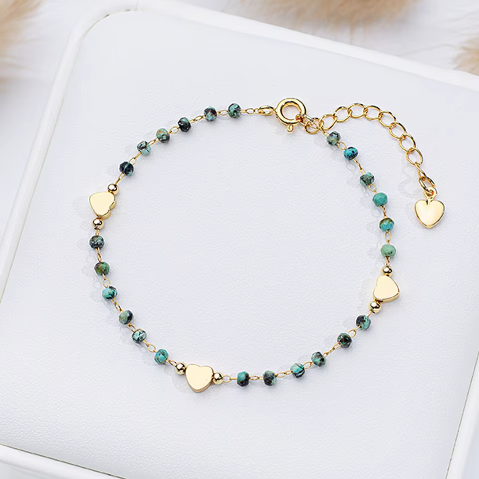 Bracelet en pierre naturelle pour femmes, bijoux à la mode, chaîne de travail manuel, Design en forme de cœur