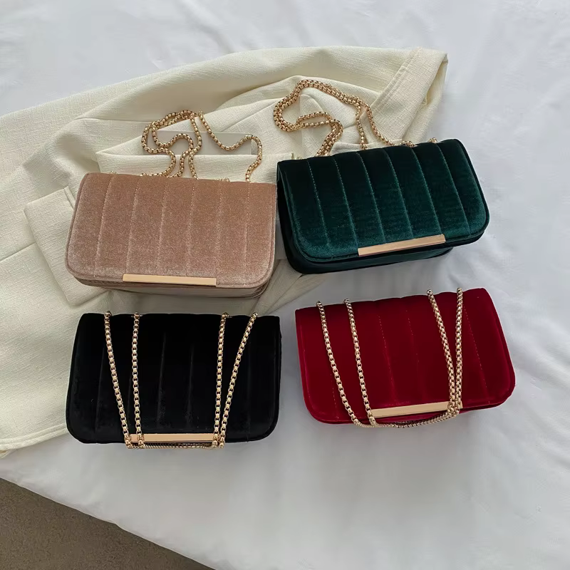 Petit sac carré en velours vintage pour femme, sac à main initié, sac à main de soirée élégant, sacs à bandoulière JOCrossbody, pochette pour femme, mode