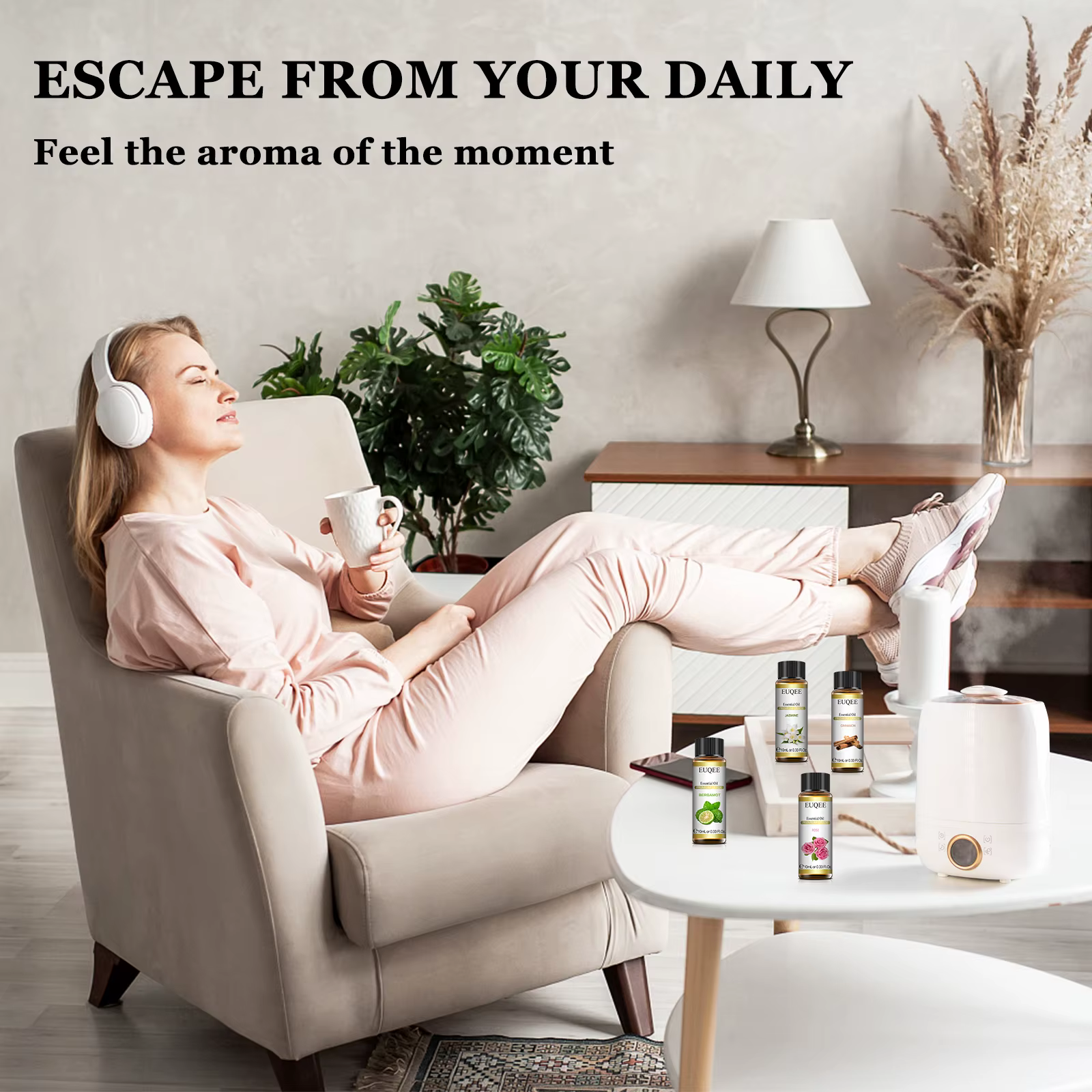 EUQEE 10ML huiles essentielles naturelles Eucalyptus menthe verte vanille lavande citron huile d'organo pour