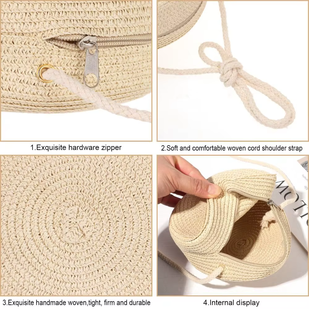 Sacs à bandoulière pour femmes et filles, sac à main en rotin tressé, sac de plage d'été, sac en paille, sac à main en paille