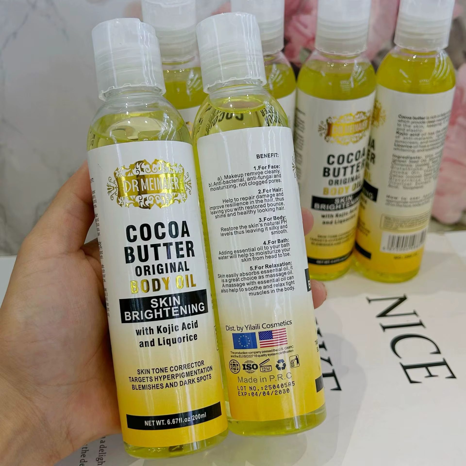 Huile de soin pour le corps au beurre de cacao