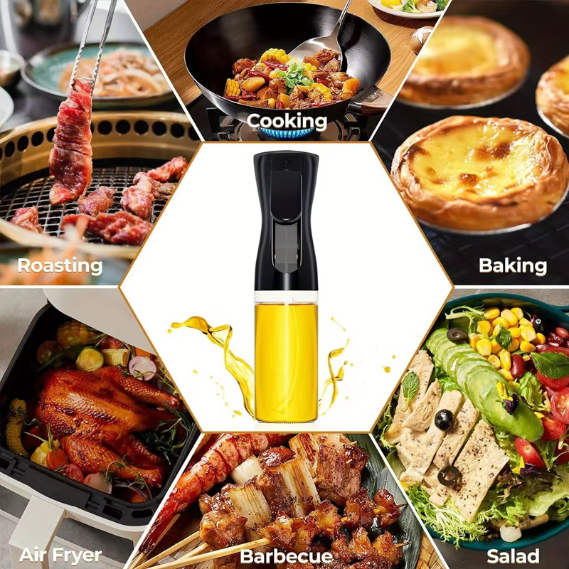 Pulvérisateur d'huile d'olive 200/300/500 ml, bouteille d'huile portable, bouteille de recharge anti-fuite, idéal pour le barbecue, la salade, les accessoires de cuisine