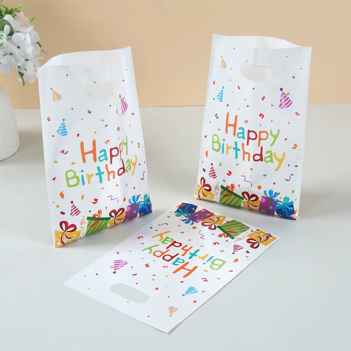 Boîte cadeau colorée joyeux anniversaire, 10/25/50 pièces, sacs à main, bonbons, biscuits, cadeaux pour enfants, décorations de fête d'anniversaire, fournitures de fête