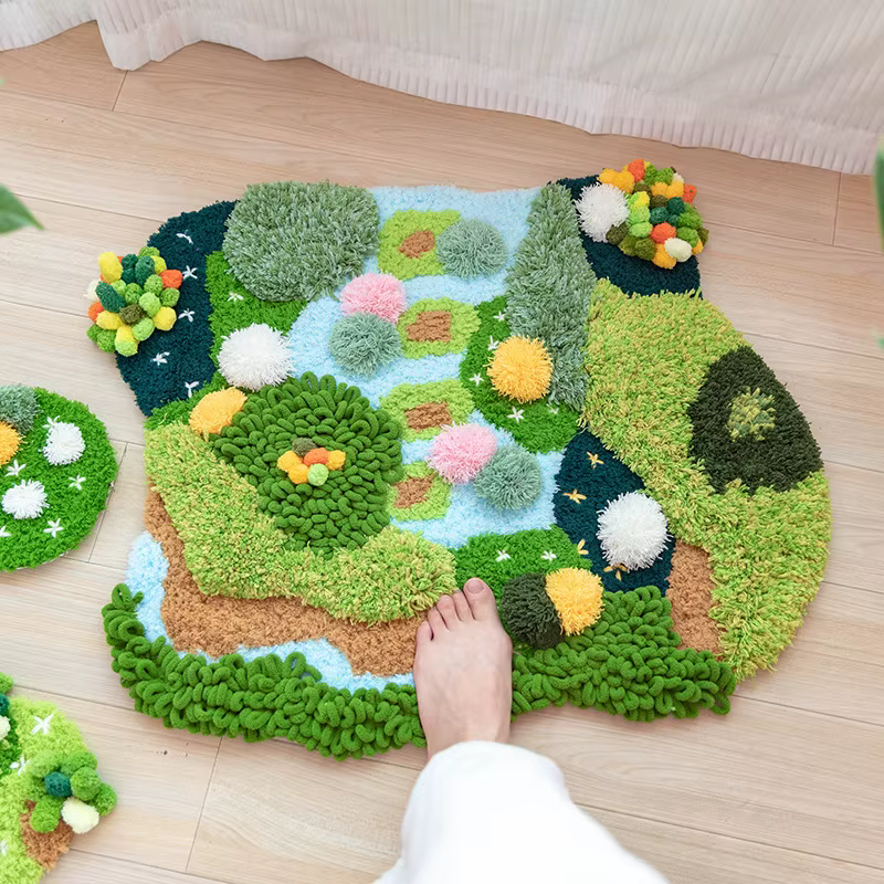 Tapis en mousse vert fait à la main bricolage, matériau lea GT, respectueux de l'environnement mental
