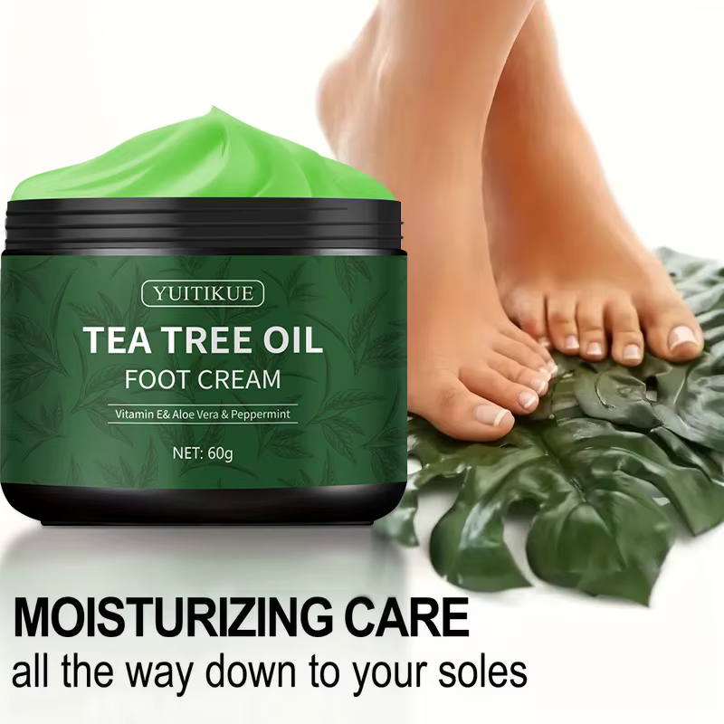 YUITIKUE Crème pour les pieds à l'huile d'arbre à thé - Vitamine E Aloe Vera