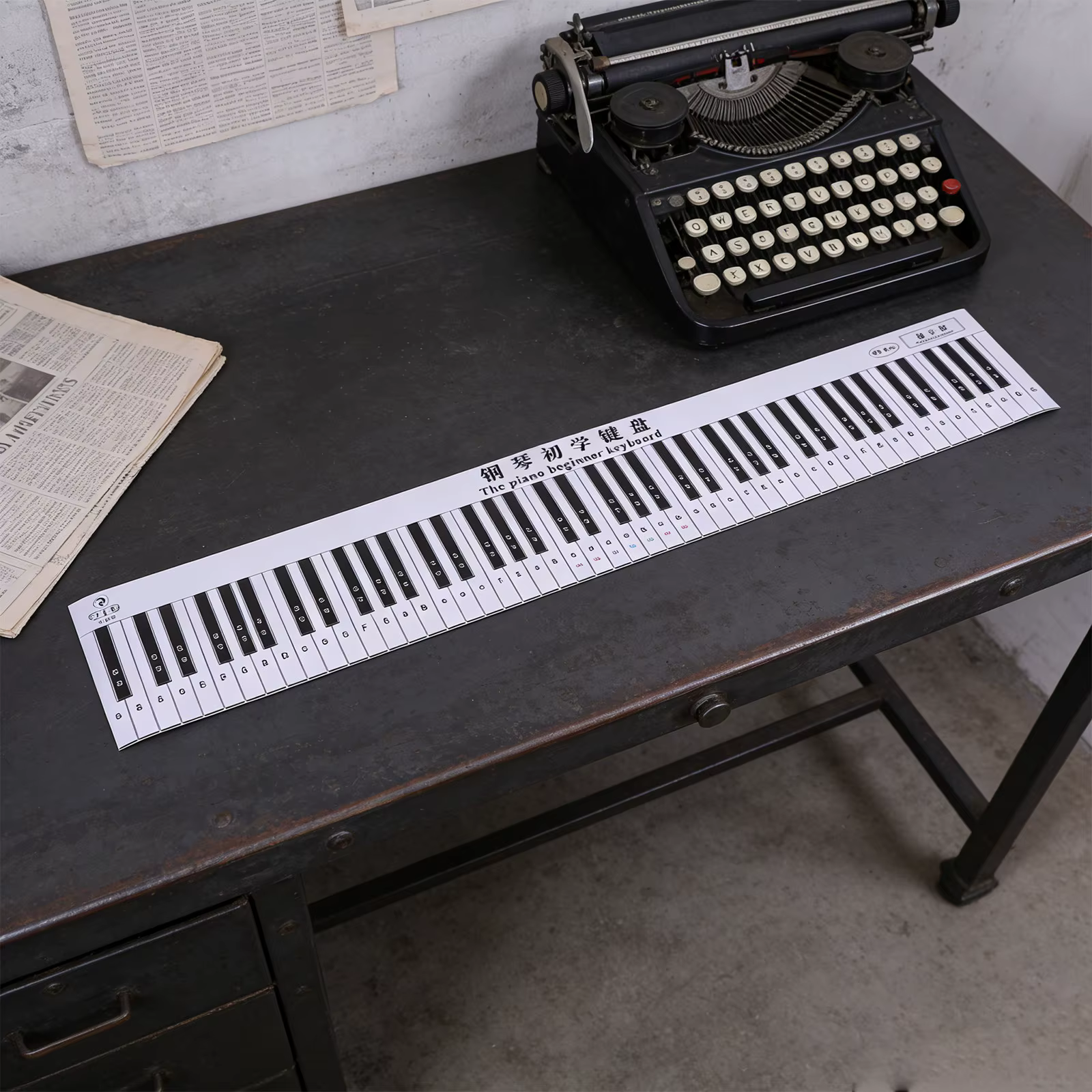 Tapis d'entraînement à la doigté pour piano 88 touches avec notes du clavier pour débutants, tapis de pratique musicale imperméable pour les voyages et les cours de musique