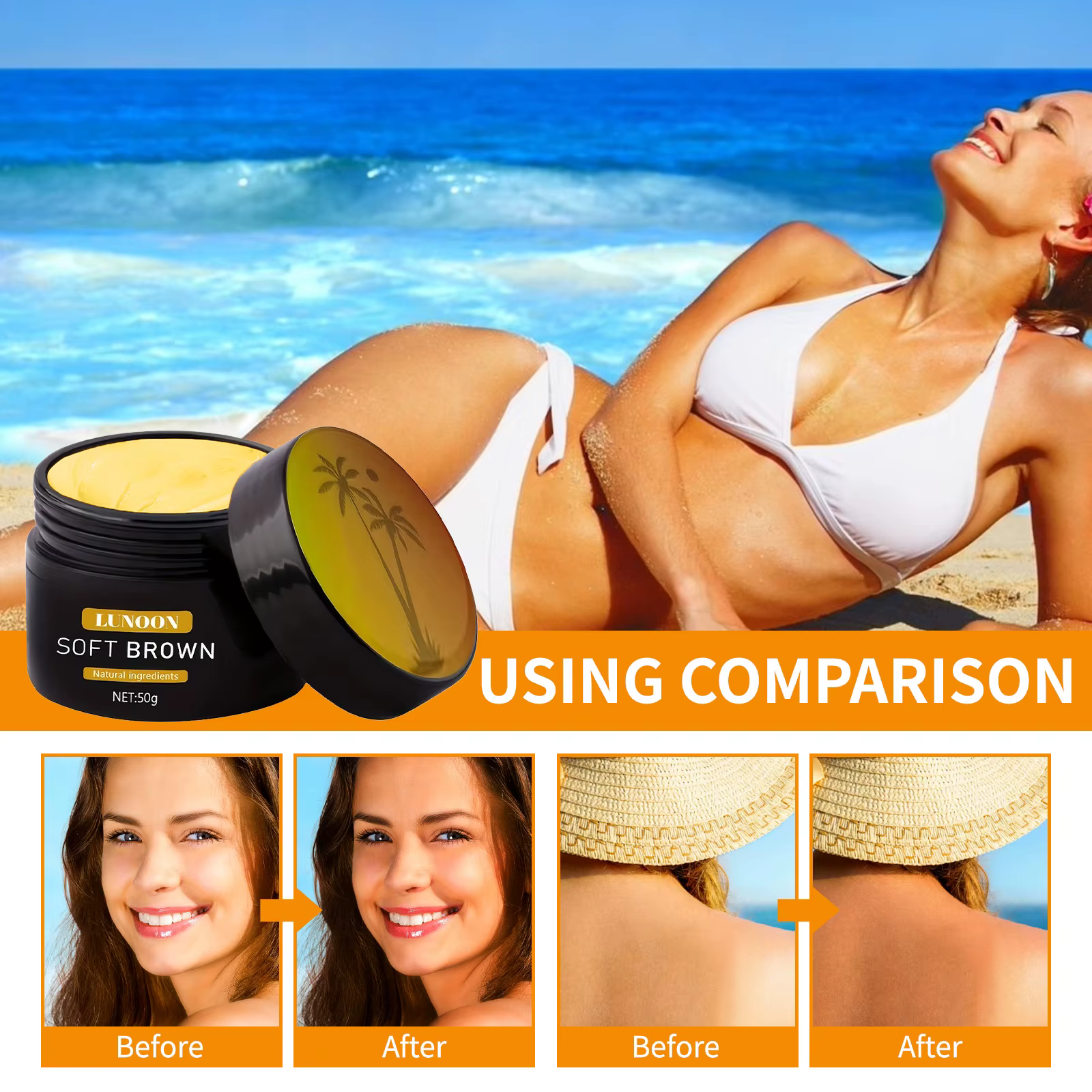 Crème rehausseur de bronzage rapide pour la plage d'été – Lotion et huile bronzante à action