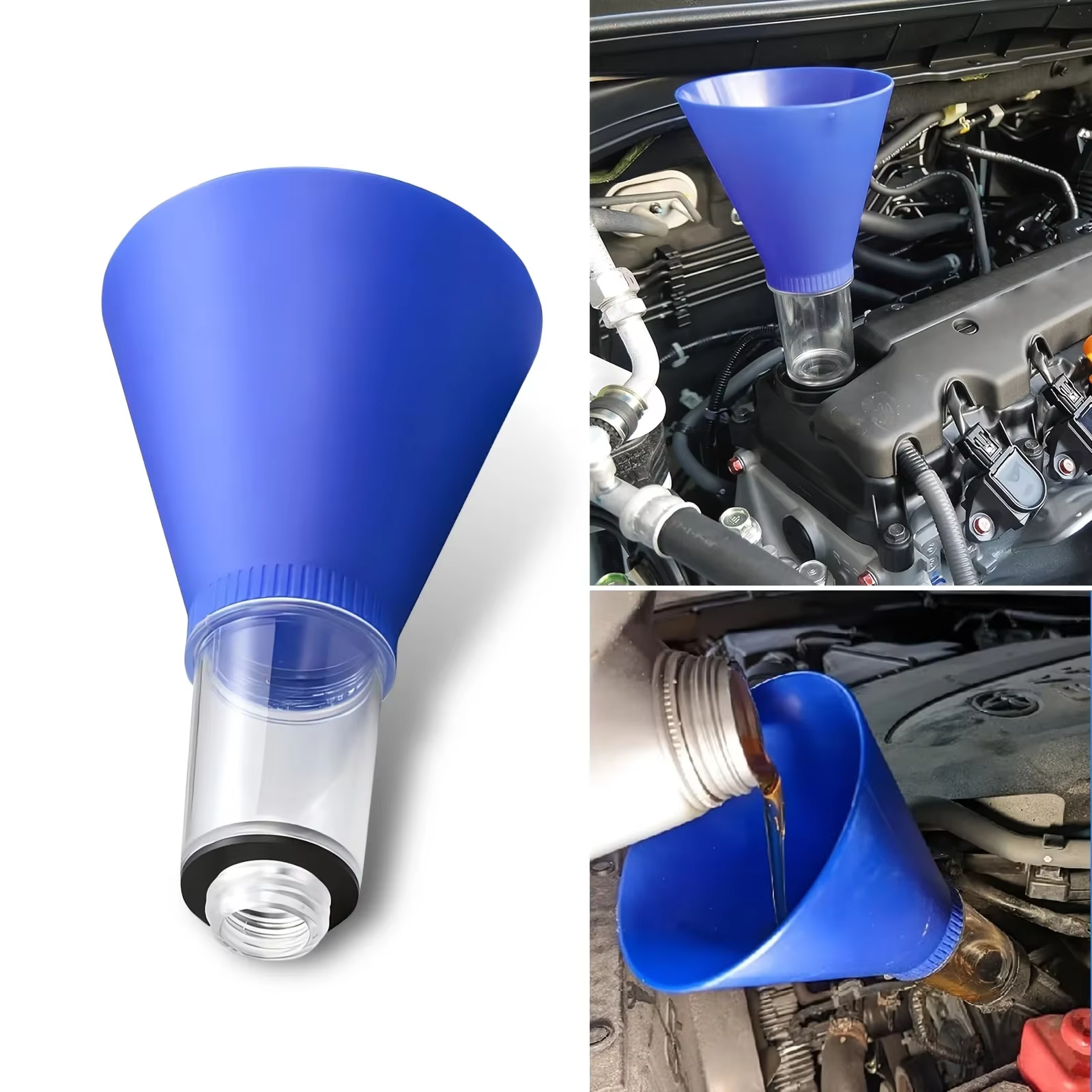 Entonnoir à huile moteur anti-déversement, utilisation mains libres, pour remplissage d'huile moteur de voiture avec filetage, adapté