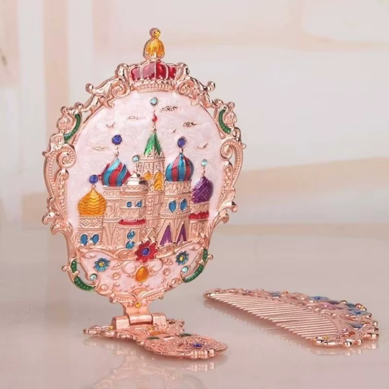 Miroir De maquillage à main Vintage esthétique petit miroir De Style européen Portable Espejo De Mano accessoires De décoration pour la maison