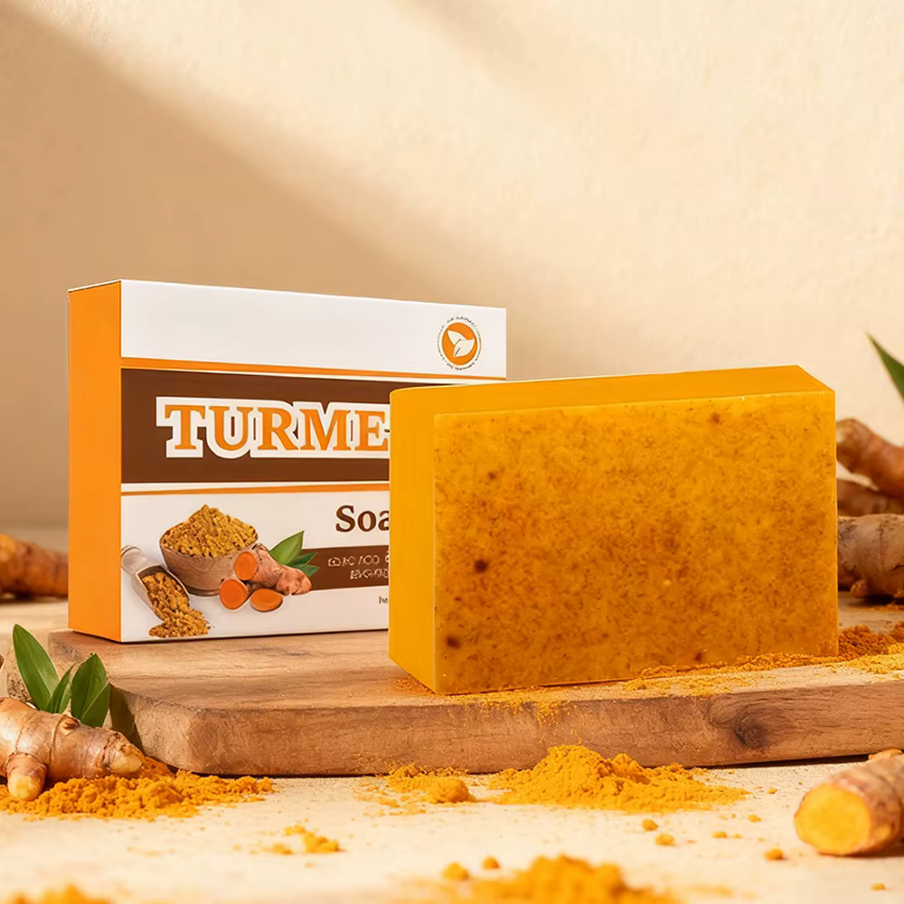 Savon à l'huile essentielle pour éliminer et blanchir l'acné au curcuma