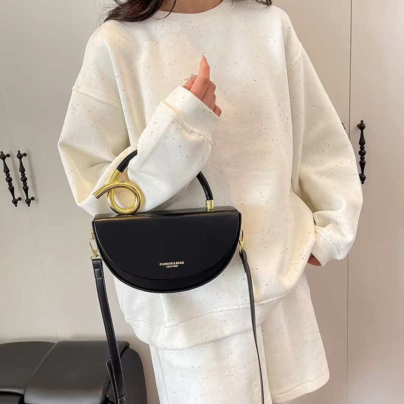 Petits sacs à bandoulière pour femmes, sac de selle demi-cercle de styliste, 8 couleurs, sac à main en cuir Pu, marque de luxe, sacs à bandoulière pour dames