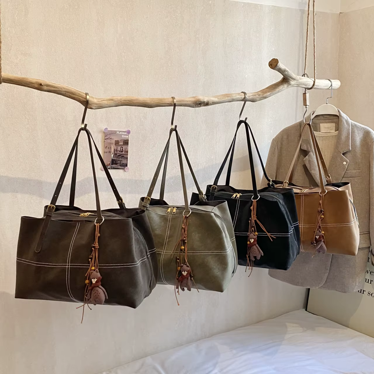 Sac à Main en cuir pour femmes mode automne hiver grand fourre-tout Boston Sac en daim souple mat dame Sac à bandoulière design Sac de voyage A Main