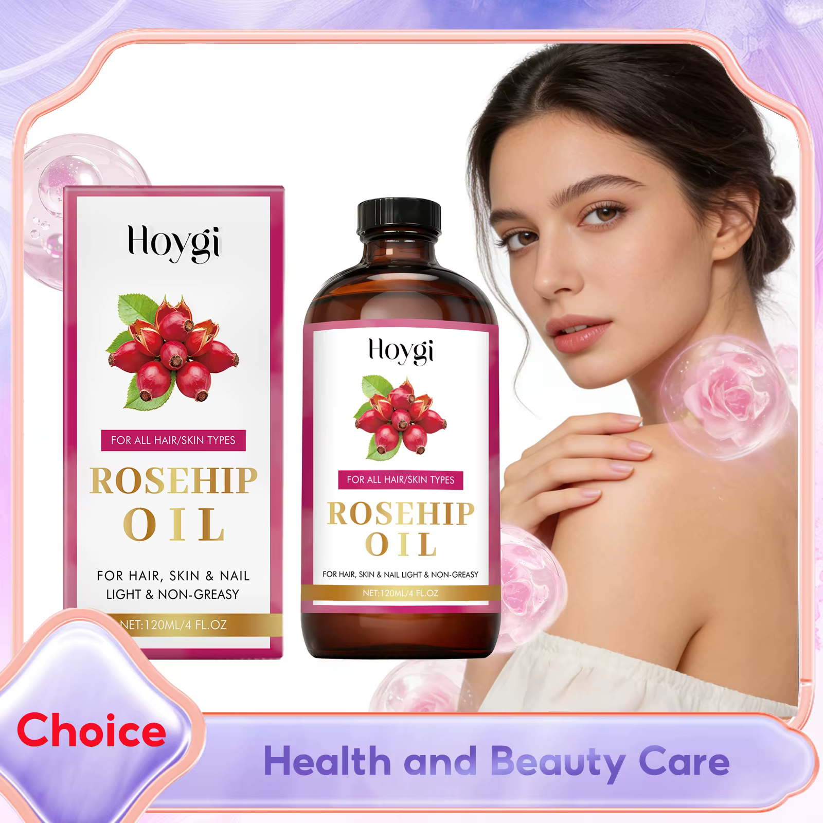 Sérum Traitant Anti-Âge à l'Huile Essentielle de Graines de Rose Musquée Naturelle