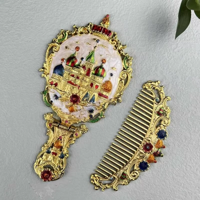 Miroir De maquillage à main Vintage esthétique petit miroir De Style européen Portable Espejo De Mano accessoires De décoration pour la maison