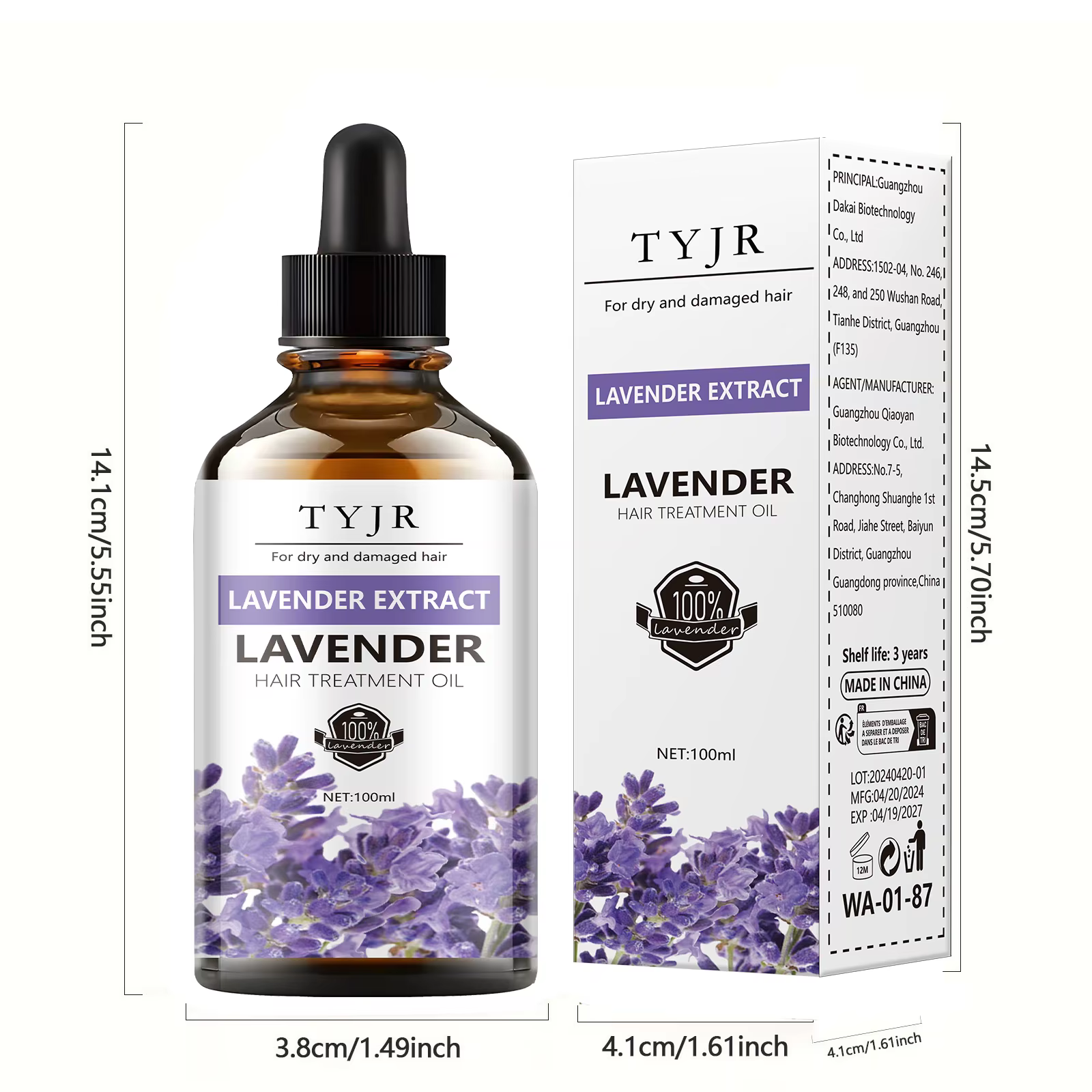 Huile essentielle de lavande pour soins de la peau