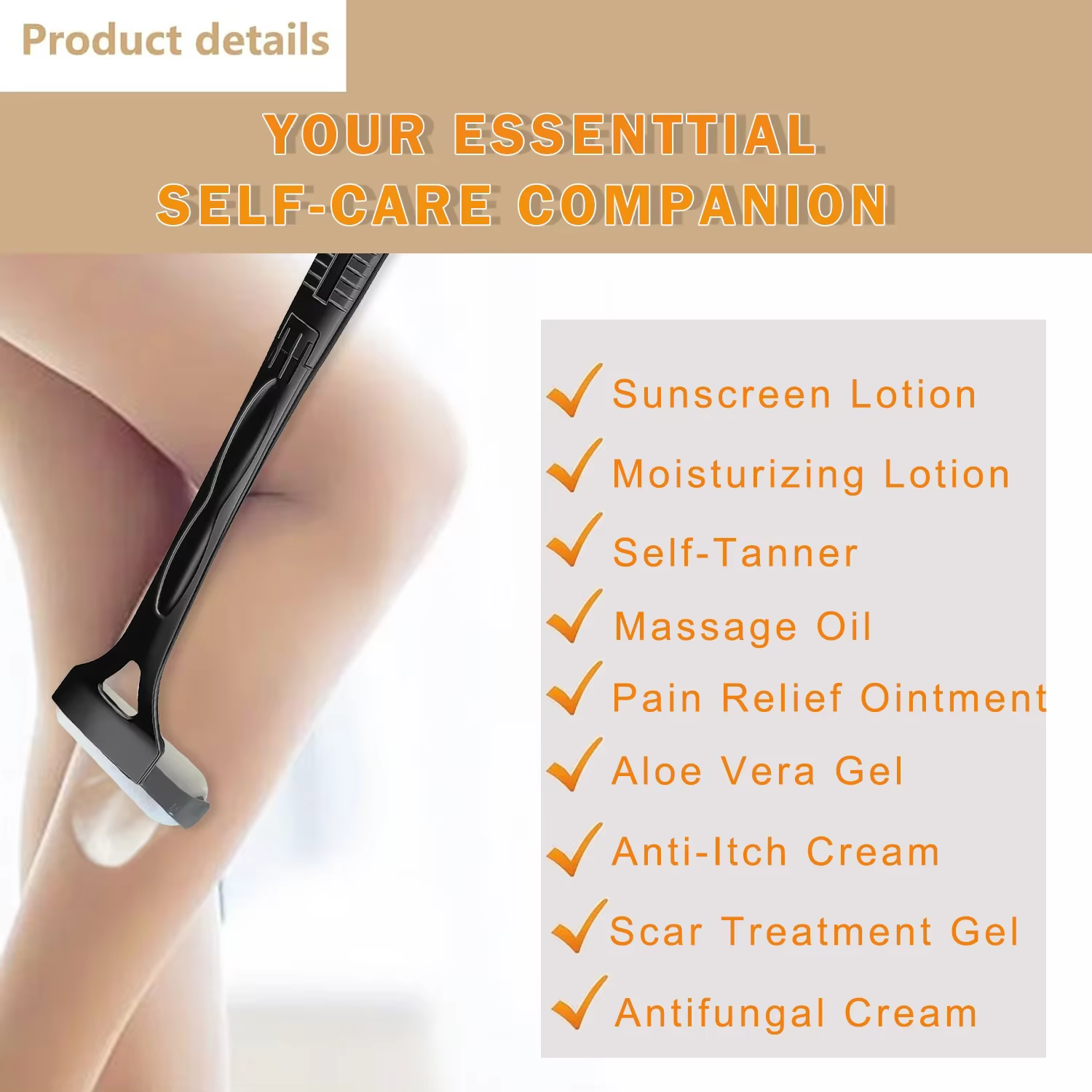 Applicateur de bronzage pour le dos du bain de soleil