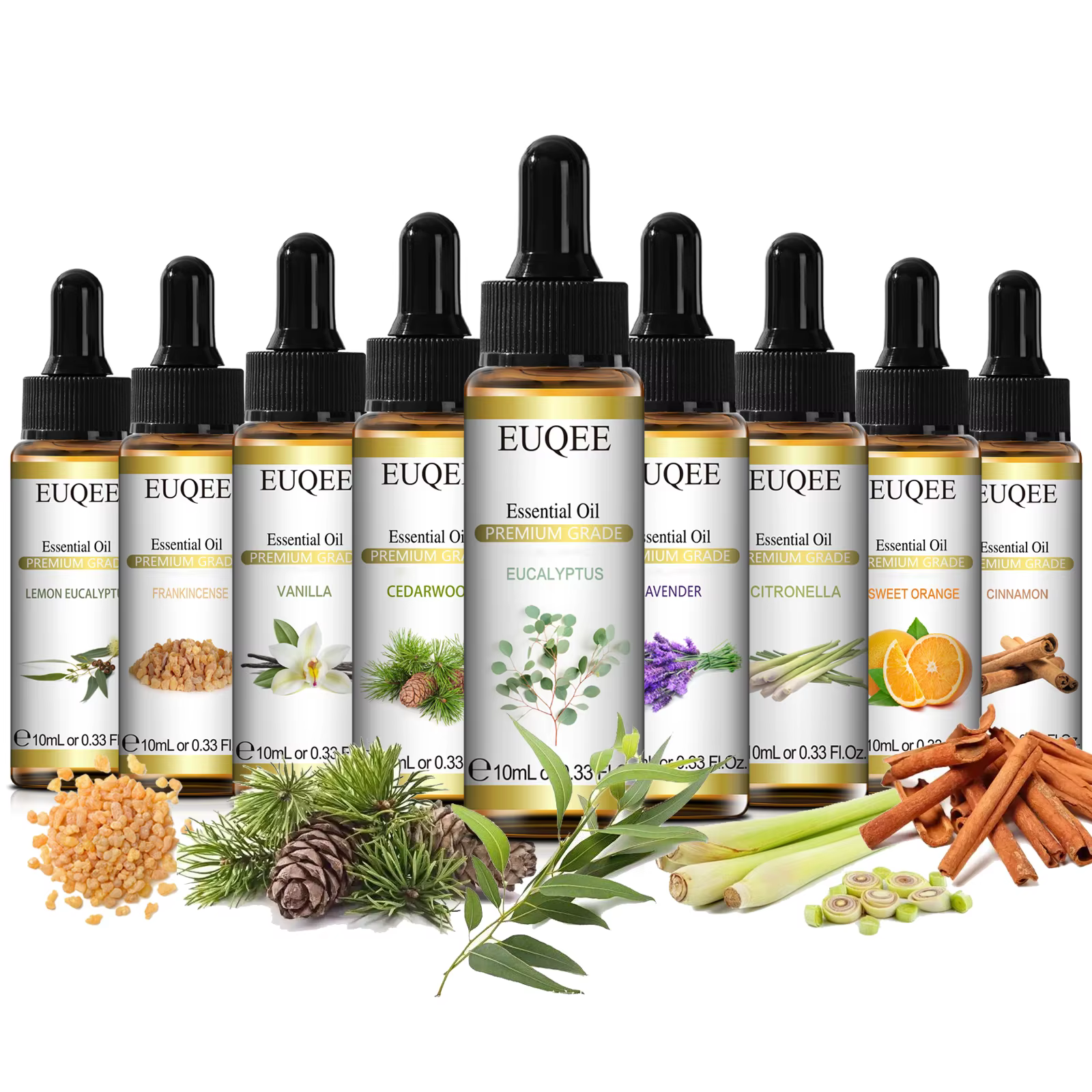 EUQEE 10ml huile essentielle Pure pour diffuseur d'aromathérapie-joim Eucalyptus encens cannelle lavande arôme huiles essentielles
