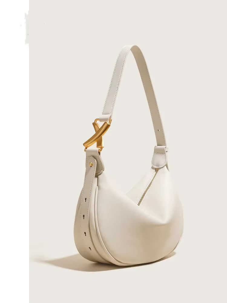 Mn Design-Sac à Main Demi-Lune Hobo en Cuir group pour Femme, Fourre-Tout à Poignée Unique, Sac à Main Aisselle, Beige, 2025