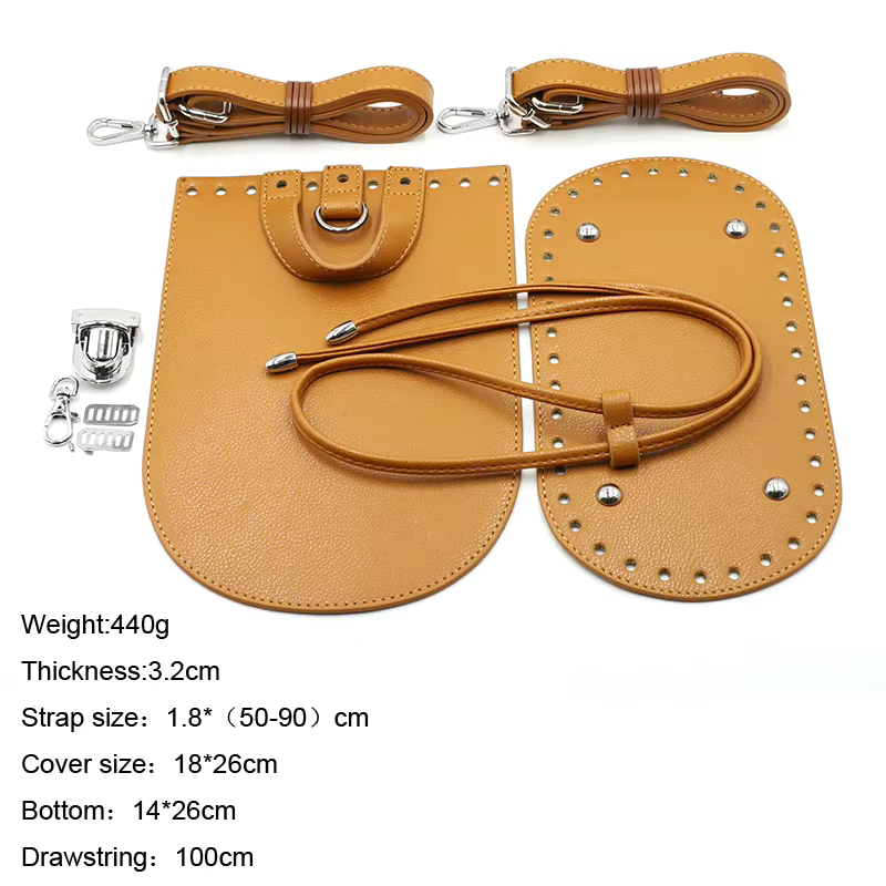 1 ensemble de sacs à main faits à la main pour femmes, sac de couture, housse en cuir avec trous, accessoires de bricolage pour sac à dos tricoté